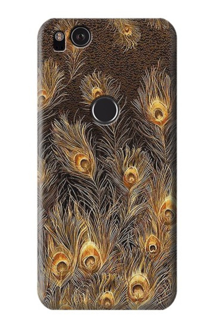 W3691 Plume de paon d'or Etui Coque Housse et Flip Housse Cuir pour Google Pixel 2