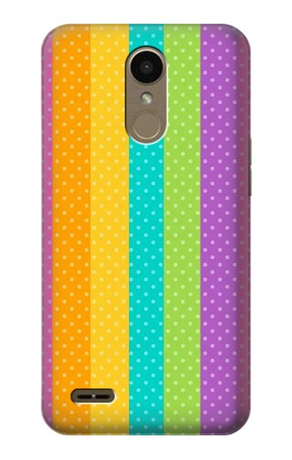 W3678 Vertical arc-en-ciel coloré Etui Coque Housse et Flip Housse Cuir pour LG K10 (2018), LG K30