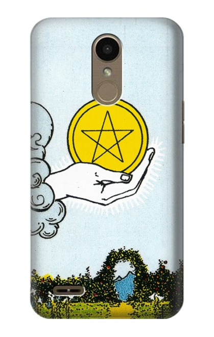 W3722 Carte de tarot Pièces de l'As des Pentacles Etui Coque Housse et Flip Housse Cuir pour LG K10 (2018), LG K30