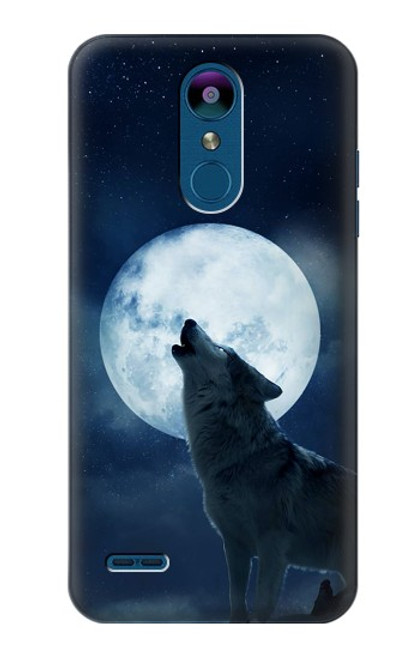 W3693 Pleine lune du loup blanc sinistre Etui Coque Housse et Flip Housse Cuir pour LG K8 (2018)