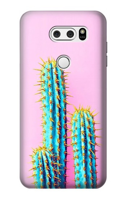 W3673 Cactus Etui Coque Housse et Flip Housse Cuir pour LG V30, LG V30 Plus, LG V30S ThinQ, LG V35, LG V35 ThinQ