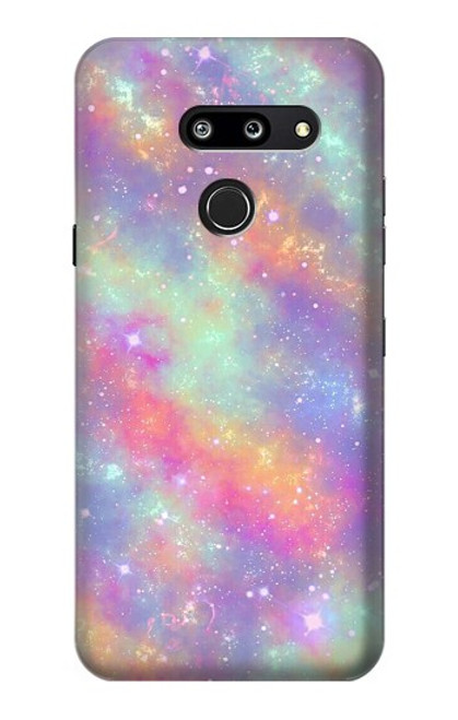 W3706 Arc-en-ciel pastel Galaxy Pink Sky Etui Coque Housse et Flip Housse Cuir pour LG G8 ThinQ