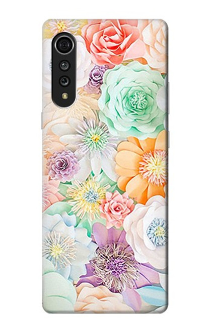 W3705 Fleur florale pastel Etui Coque Housse et Flip Housse Cuir pour LG Velvet