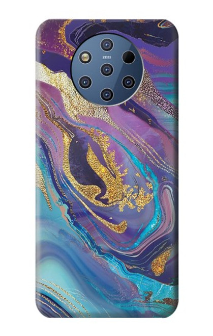 W3676 Pierre de marbre abstraite colorée Etui Coque Housse et Flip Housse Cuir pour Nokia 9 PureView