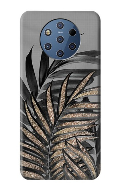W3692 Feuilles de palmier gris noir Etui Coque Housse et Flip Housse Cuir pour Nokia 9 PureView