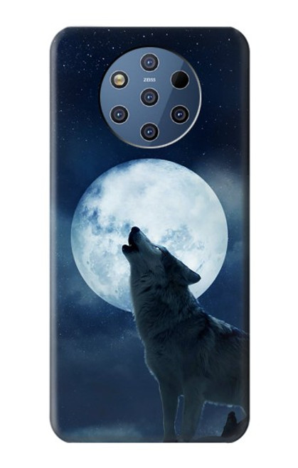 W3693 Pleine lune du loup blanc sinistre Etui Coque Housse et Flip Housse Cuir pour Nokia 9 PureView