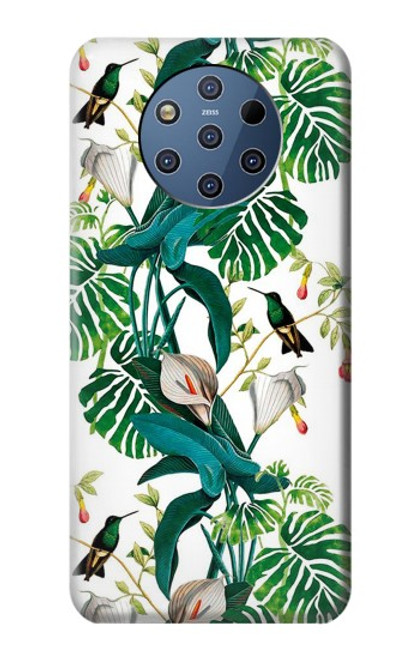 W3697 Oiseaux de la vie des feuilles Etui Coque Housse et Flip Housse Cuir pour Nokia 9 PureView