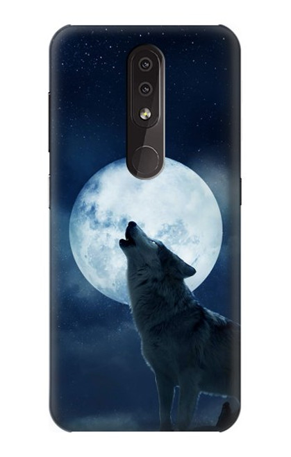 W3693 Pleine lune du loup blanc sinistre Etui Coque Housse et Flip Housse Cuir pour Nokia 4.2