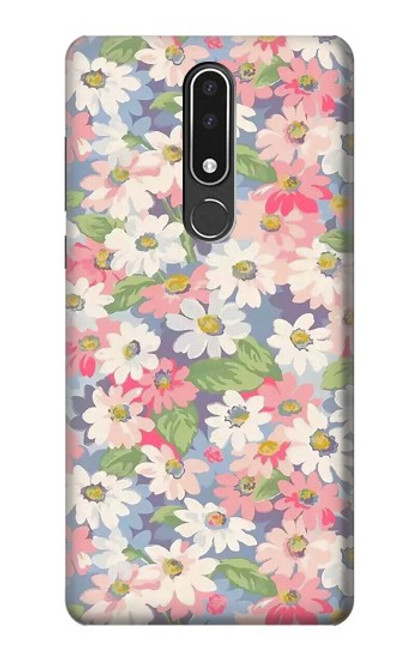 W3688 Motif d'art floral floral Etui Coque Housse et Flip Housse Cuir pour Nokia 3.1 plus