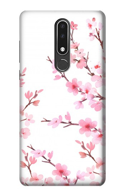 W3707 Fleur de cerisier rose fleur de printemps Etui Coque Housse et Flip Housse Cuir pour Nokia 3.1 plus