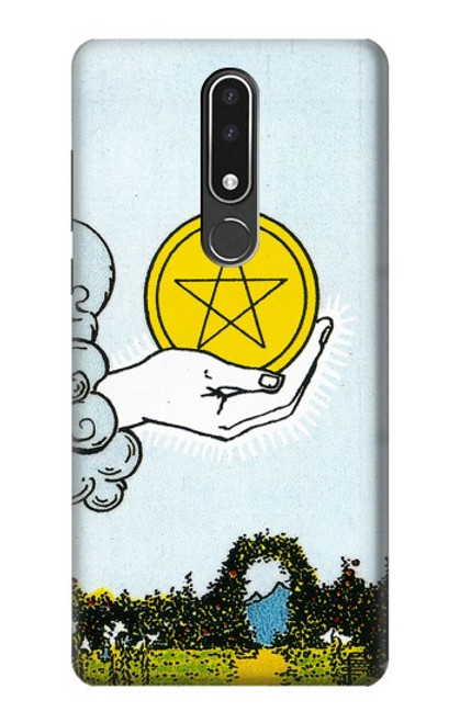 W3722 Carte de tarot Pièces de l'As des Pentacles Etui Coque Housse et Flip Housse Cuir pour Nokia 3.1 plus