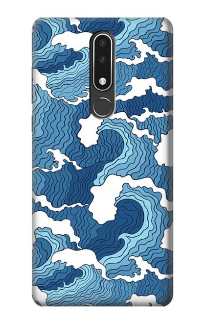 W3751 Modèle de vague Etui Coque Housse et Flip Housse Cuir pour Nokia 3.1 plus