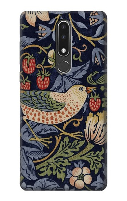 W3791 William Morris Strawberry Thief Fabric Etui Coque Housse et Flip Housse Cuir pour Nokia 3.1 plus