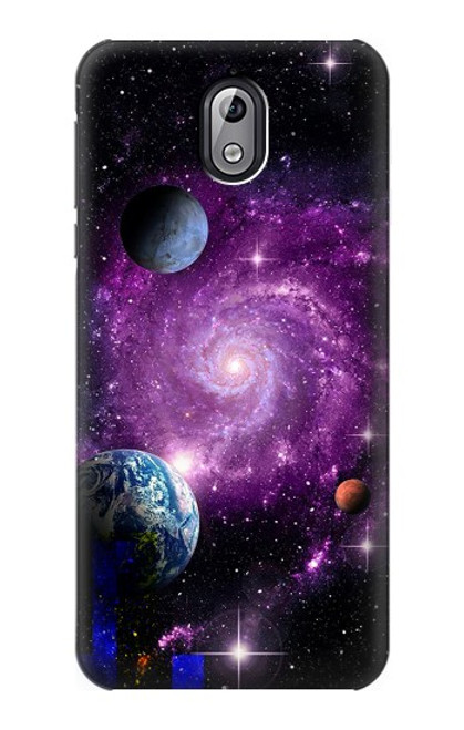 W3689 Planète spatiale Galaxy Etui Coque Housse et Flip Housse Cuir pour Nokia 3.1