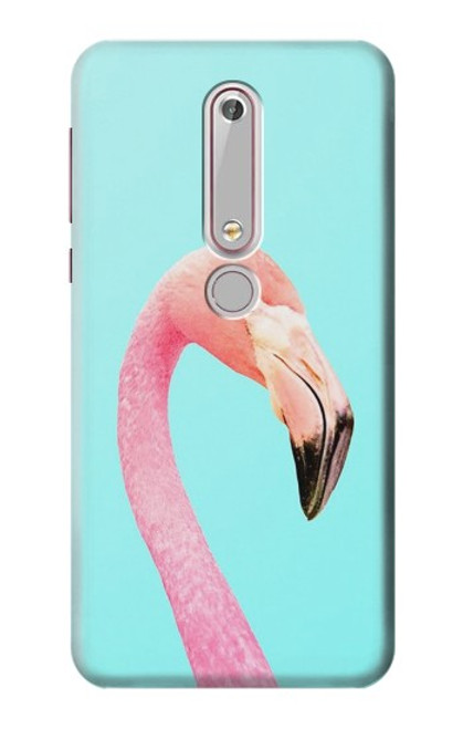 W3708 Flamant rose Etui Coque Housse et Flip Housse Cuir pour Nokia 6.1, Nokia 6 2018