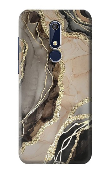 W3700 Imprimé graphique or marbré Etui Coque Housse et Flip Housse Cuir pour Nokia 5.1, Nokia 5 2018