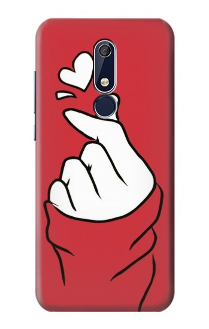 W3701 Mini signe d'amour de coeur Etui Coque Housse et Flip Housse Cuir pour Nokia 5.1, Nokia 5 2018