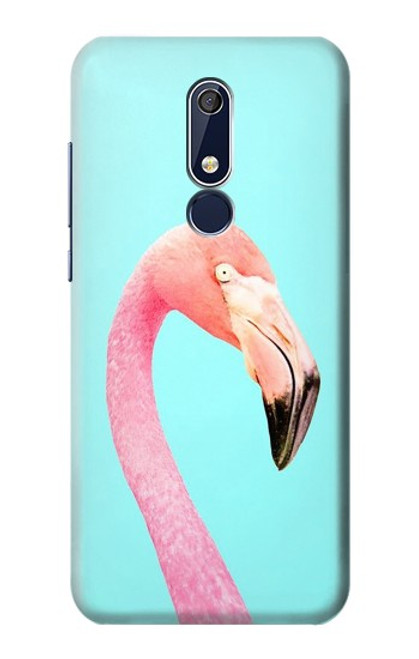 W3708 Flamant rose Etui Coque Housse et Flip Housse Cuir pour Nokia 5.1, Nokia 5 2018