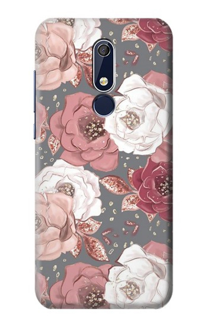 W3716 Motif floral rose Etui Coque Housse et Flip Housse Cuir pour Nokia 5.1, Nokia 5 2018