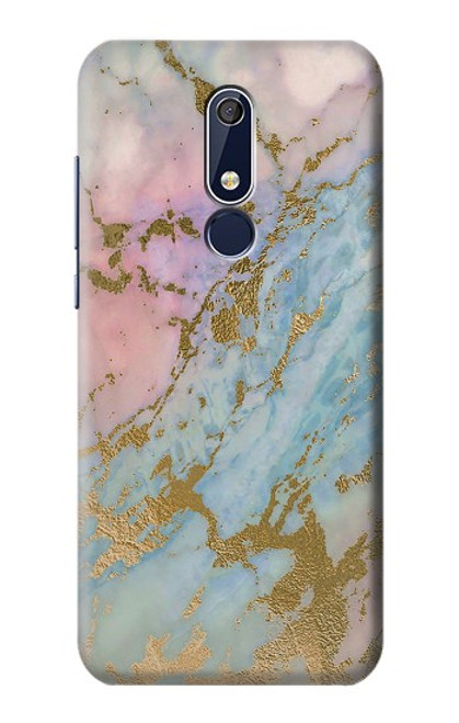 W3717 Imprimé graphique en marbre bleu pastel or rose Etui Coque Housse et Flip Housse Cuir pour Nokia 5.1, Nokia 5 2018