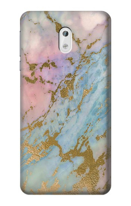 W3717 Imprimé graphique en marbre bleu pastel or rose Etui Coque Housse et Flip Housse Cuir pour Nokia 3