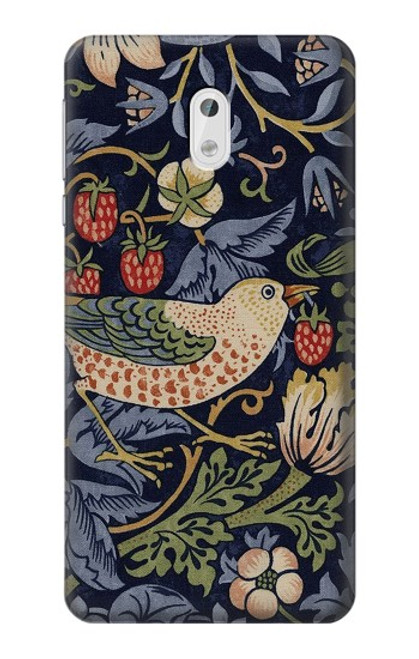 W3791 William Morris Strawberry Thief Fabric Etui Coque Housse et Flip Housse Cuir pour Nokia 3