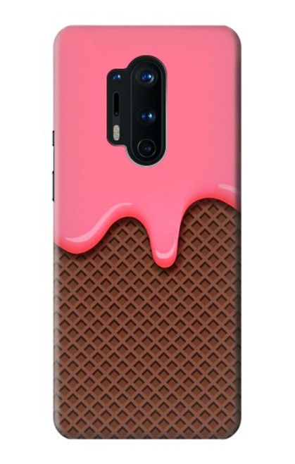 W3754 Cornet de crème glacée à la fraise Etui Coque Housse et Flip Housse Cuir pour OnePlus 8 Pro