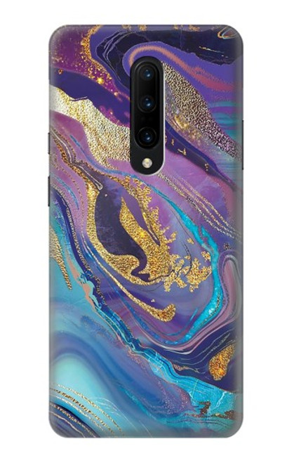 W3676 Pierre de marbre abstraite colorée Etui Coque Housse et Flip Housse Cuir pour OnePlus 7 Pro