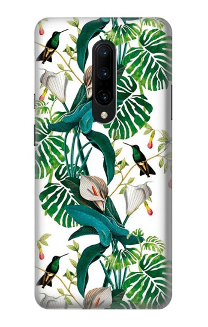 W3697 Oiseaux de la vie des feuilles Etui Coque Housse et Flip Housse Cuir pour OnePlus 7 Pro