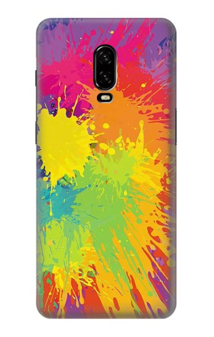 W3675 Tâche de couleur Etui Coque Housse et Flip Housse Cuir pour OnePlus 6T