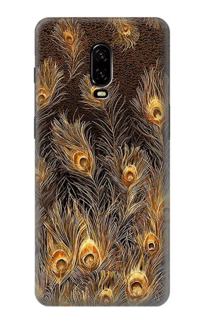 W3691 Plume de paon d'or Etui Coque Housse et Flip Housse Cuir pour OnePlus 6T