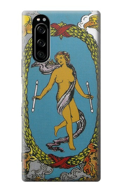 W3746 Carte de tarot le monde Etui Coque Housse et Flip Housse Cuir pour Sony Xperia 5