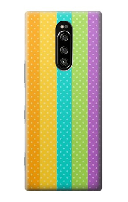 W3678 Vertical arc-en-ciel coloré Etui Coque Housse et Flip Housse Cuir pour Sony Xperia 1