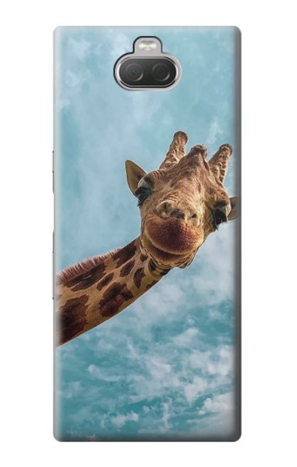 W3680 Girafe de sourire mignon Etui Coque Housse et Flip Housse Cuir pour Sony Xperia 10