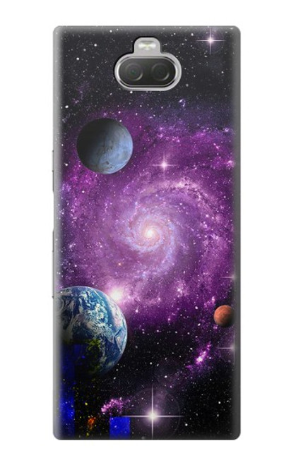 W3689 Planète spatiale Galaxy Etui Coque Housse et Flip Housse Cuir pour Sony Xperia 10