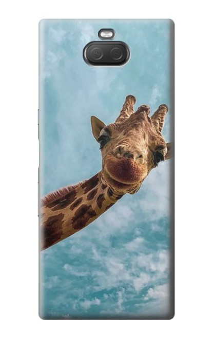 W3680 Girafe de sourire mignon Etui Coque Housse et Flip Housse Cuir pour Sony Xperia 10 Plus