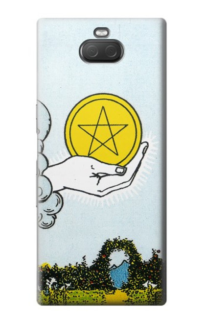 W3722 Carte de tarot Pièces de l'As des Pentacles Etui Coque Housse et Flip Housse Cuir pour Sony Xperia 10 Plus