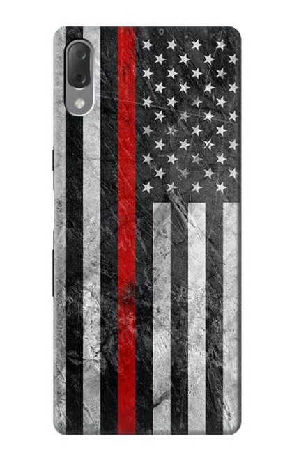 W3687 Drapeau américain de pompier mince ligne rouge Etui Coque Housse et Flip Housse Cuir pour Sony Xperia L3