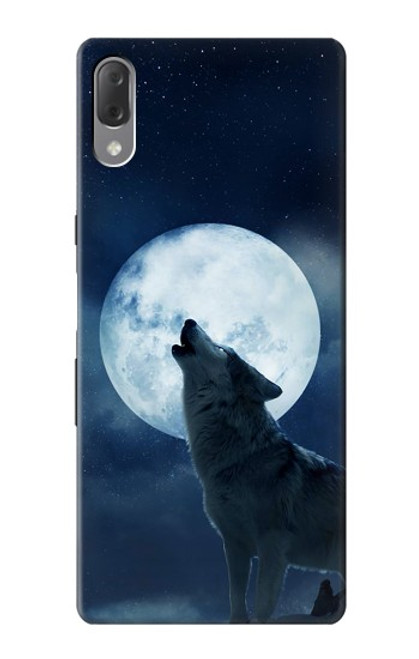 W3693 Pleine lune du loup blanc sinistre Etui Coque Housse et Flip Housse Cuir pour Sony Xperia L3