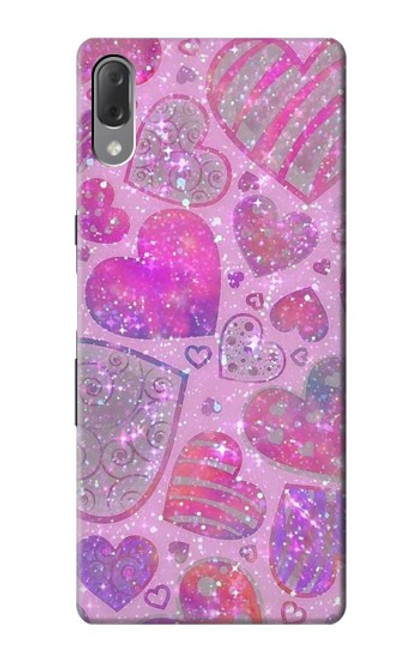 W3710 Coeur d'amour rose Etui Coque Housse et Flip Housse Cuir pour Sony Xperia L3