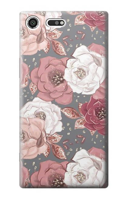 W3716 Motif floral rose Etui Coque Housse et Flip Housse Cuir pour Sony Xperia XZ Premium