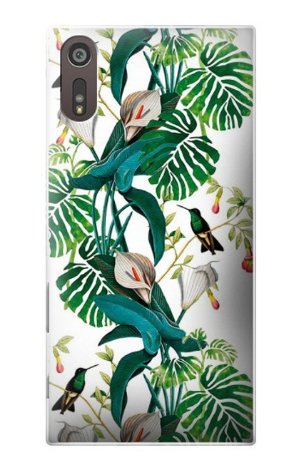 W3697 Oiseaux de la vie des feuilles Etui Coque Housse et Flip Housse Cuir pour Sony Xperia XZ