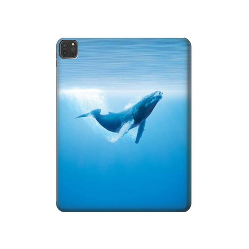 W0843 Baleine bleue Tablet Etui Coque Housse pour iPad Pro 11 (2021,2020,2018, 3rd, 2nd, 1st)