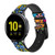 CA0649 Motif coloré Hippie Fleurs Bracelet de montre intelligente en silicone et cuir pour Samsung Galaxy Watch, Gear, Active