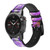 CA0500 Violet Turquoise Pierre Bracelet de montre intelligente en silicone et cuir pour Garmin Smartwatch