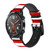 CA0285 Rouge et blanc rayé Bracelet de montre intelligente en silicone et cuir pour Wristwatch Smartwatch