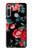W3112 Motif floral Rose Noir Etui Coque Housse et Flip Housse Cuir pour Motorola Moto G8