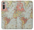 W3418 Carte du monde millésimé Etui Coque Housse et Flip Housse Cuir pour Motorola Moto G8