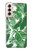 W3457 Papier Palm Monstera Etui Coque Housse et Flip Housse Cuir pour Samsung Galaxy S21 5G