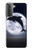 W3510 Dauphin Lune Nuit Etui Coque Housse et Flip Housse Cuir pour Samsung Galaxy S21 Plus 5G, Galaxy S21+ 5G